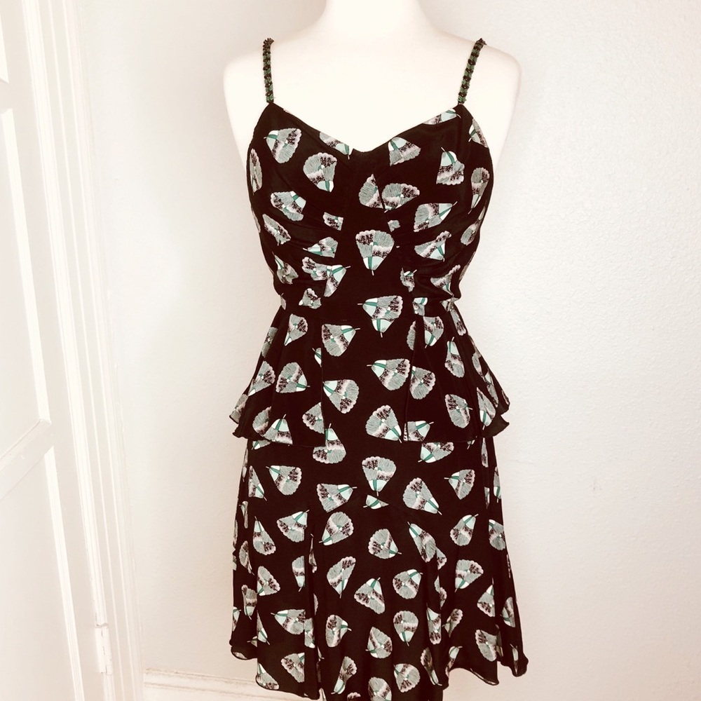 ANNA SUI Silk Peplum Dress